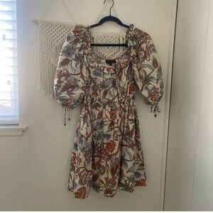 House of Harlow Paisley Print Puff Sleeve Mini Dress